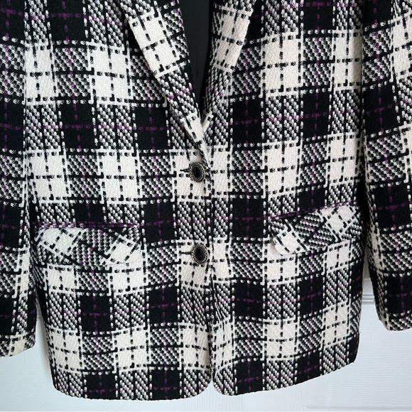 BLACK AND WHITE PLAID SINGLE BREASTED JACKET - Picture 4 of 9